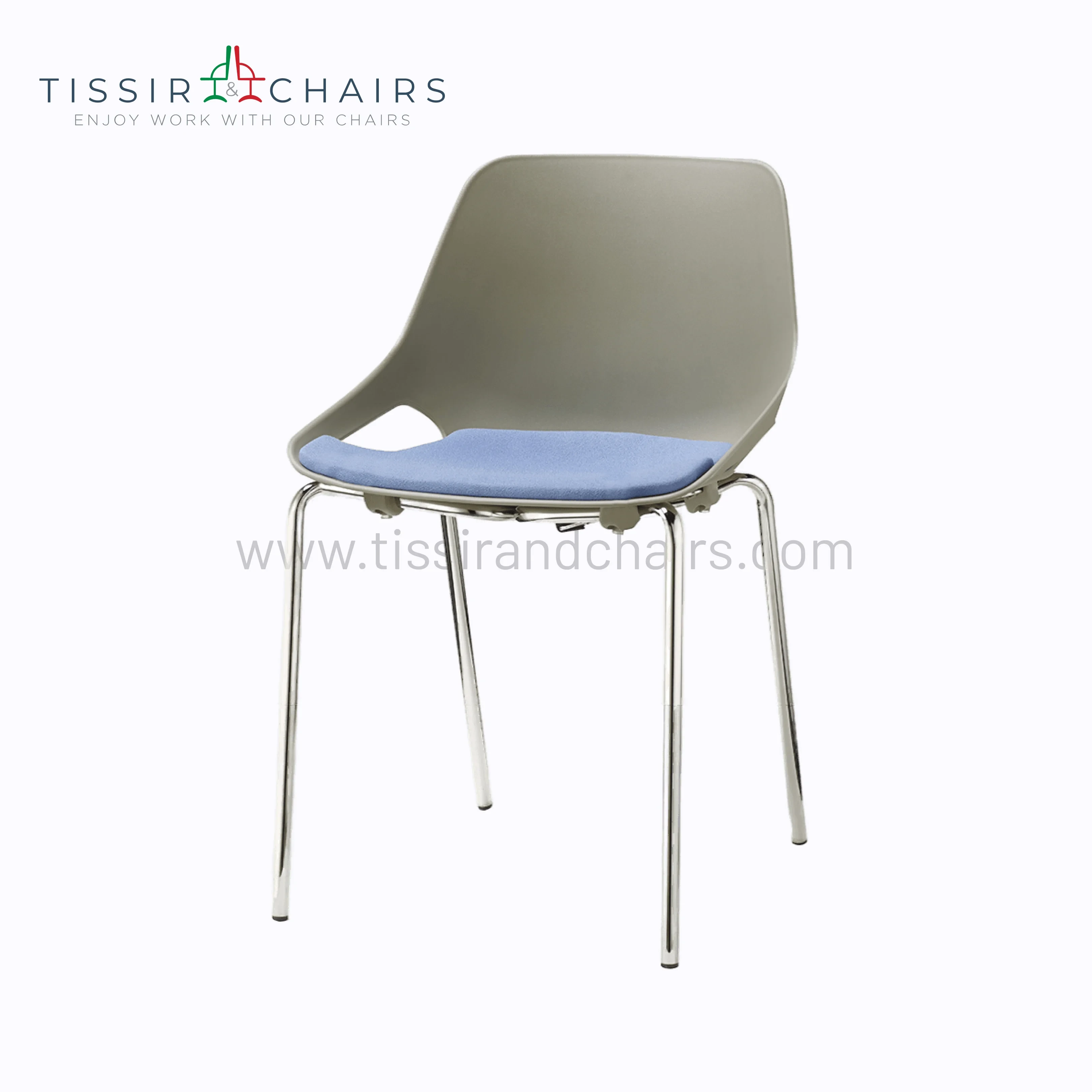 Chaise Q5 en 4 pieds métal chromé - Assise en mousse tapissée